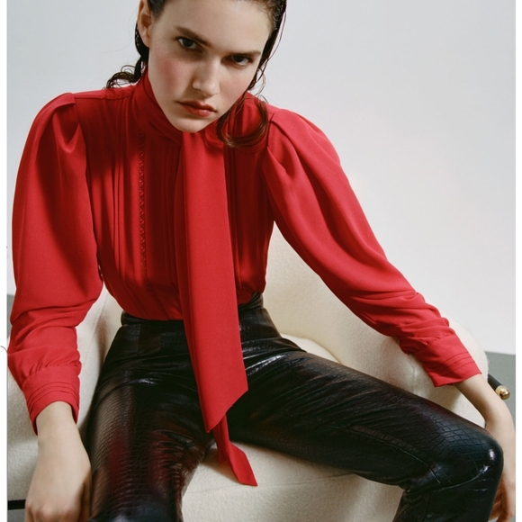 ZARA Flowy Lace Detail Shirt - Picture 2 of 5